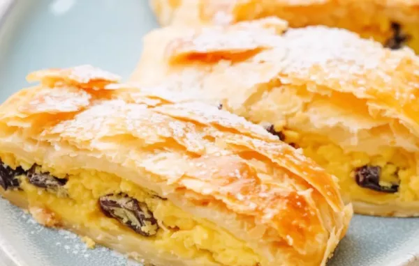 Ein köstlicher Strudel mit cremiger Topfenfüllung und knusprigem Blätterteig