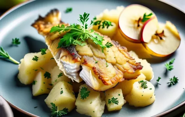 Ein köstliches Rezept für gebratenen Zander mit einem Kartoffel-Apfelstampf, perfekt für ein gemütliches Abendessen