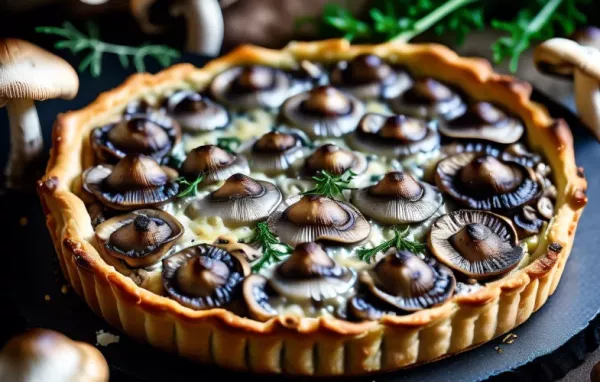 Eine köstliche Schwammerl Tarte mit würzigem Gorgonzola überbacken