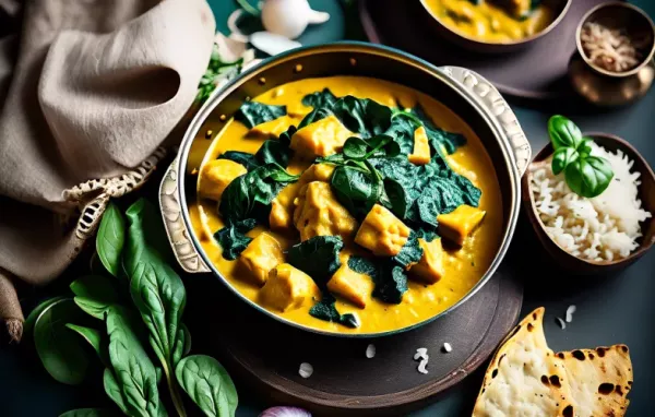 Einfaches und gesundes Kartoffel-Curry mit frischem Spinat