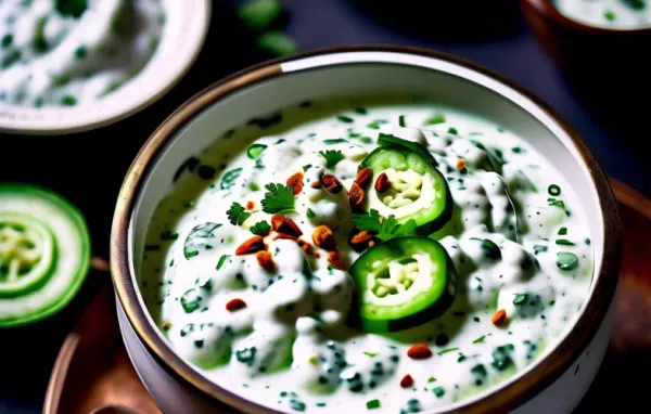 Erfrischende indische Raita mit Joghurt und Gurken