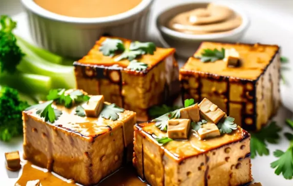 Gebackener Tofu mit einer köstlichen Erdnusssauce