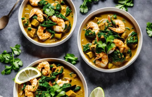 Grüner Seafood-Curry mit Limetten und Spinat