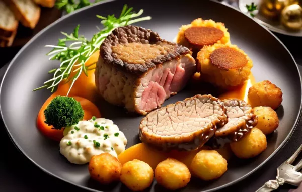 Hasenrückenfilet mit Kastanienpüree und Kroketten