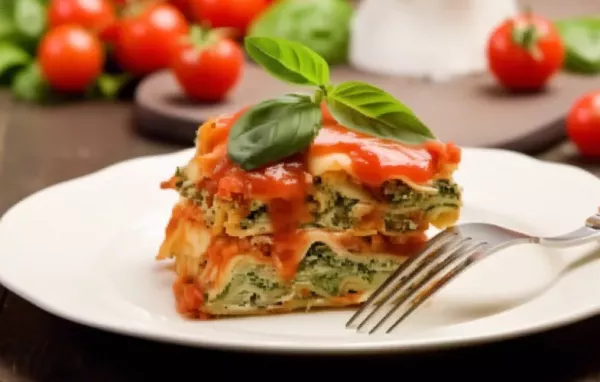 Herrlich cremige Spinatlasagne mit herzhaftem Gemüse und würziger Sauce