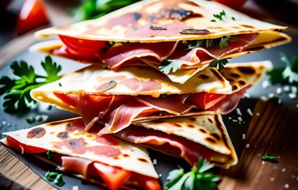 Knusprige Quesadillas mit herzhaftem Parmaschinken und frischen Tomaten