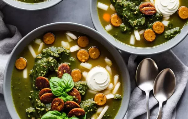 Köstliche Kartoffelsuppe mit selbstgemachtem Basilikum Pesto