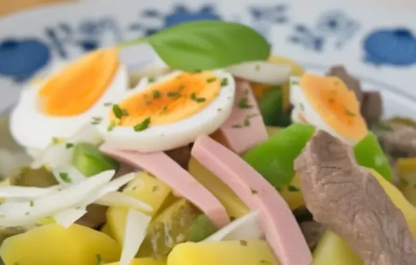 Leckerer Restlsalat mit Speck und Ei