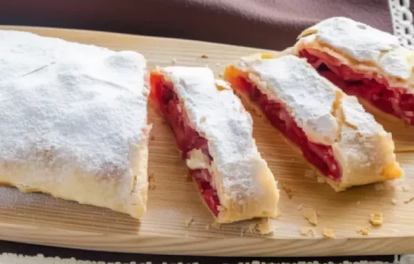 Leckerer Topfenstrudel mit süßen Kirschen