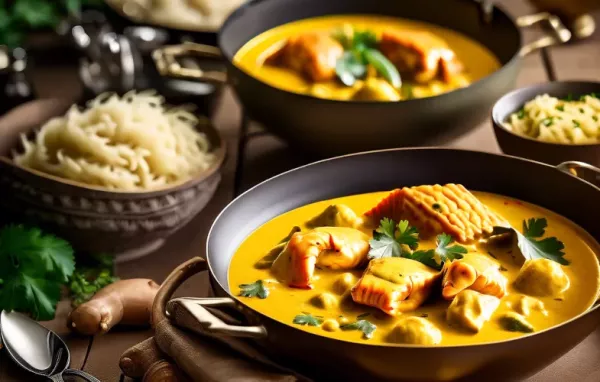 Leckeres Fischcurry mit Reisnudeln