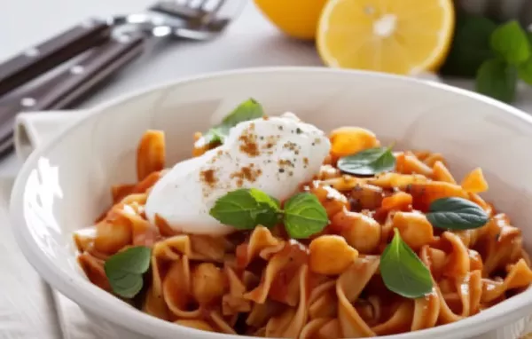 Leckeres vegetarisches Pasta-Gericht mit herzhaften Kichererbsen