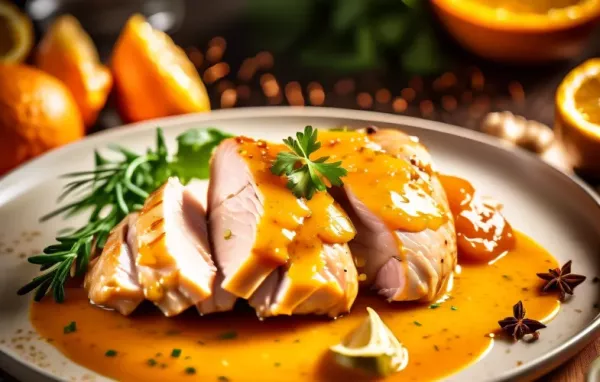 Saftige Hühnerbrust in einer aromatischen Ingwer Orangen Sauce