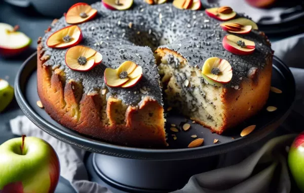 Saftiger Apfel-Mohn-Kuchen mit einer knusprigen Mandeldecke