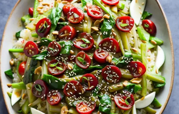 Teriyaki mit Spargel und frischem Tomaten-Salat