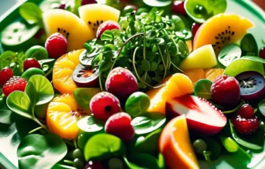 Ein erfrischender und fruchtiger Salat mit Kresse und verschiedenen Früchten.