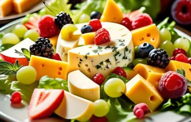 Erfrischender Salat mit einer perfekten Kombination aus herzhaftem Käse und süßem Obst