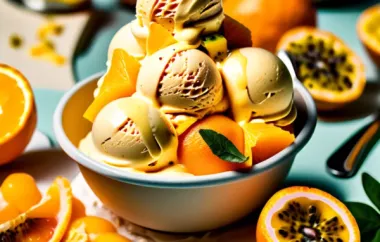 Erfrischendes und fruchtiges Eis mit Orangen und Passionsfrüchten