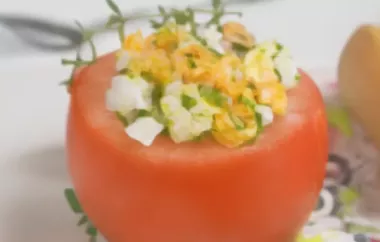Gefüllte Tomate mit Ei und Weißbrot