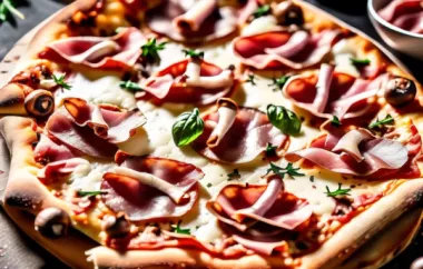 Genießen Sie eine köstliche Pizza mit Steinpilzen und Parmaschinken