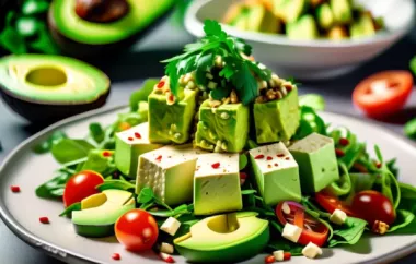 Gesunder und erfrischender Avocado-Tofu-Salat mit frischen Zutaten