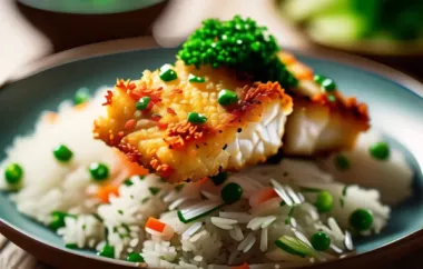 Köstlicher knuspriger Dorsch mit Gemüse-Reis