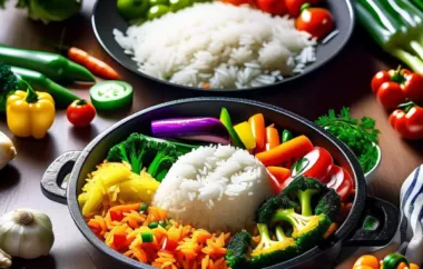 Leckere Reis Gemüse Pfanne mit buntem Gemüse und zarten Reis