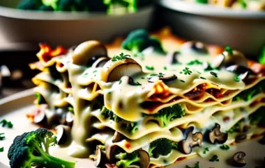 Leckere vegetarische Lasagne mit Brokkoli und Champignons