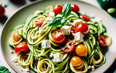 Leckere Zucchinipasta mit fruchtigen Tomaten und würzigem Feta