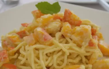 Spaghetti mit Kürbis und Grünschimmelkäse
