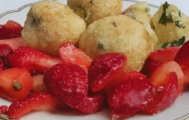 Topfen-Minze-Knödel auf Pfeffer-Erdbeeren