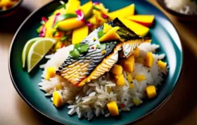 Ein exotisches Rezept für gebratenen Fisch mit asiatischem Touch und fruchtigem Mango-Reis