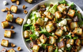 Frischer Salat mit Knoblauchcroutons