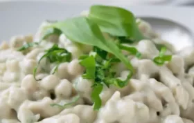 Frühlingshaftes Rezept: Bärlauchspätzle mit cremiger Schafkäsesauce