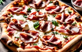 Genießen Sie eine köstliche Pizza mit Steinpilzen und Parmaschinken