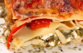 Herzhafte Lasagne mit Ziegenfrischkäse und Blattspinat