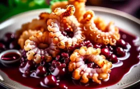 Knusprig gebratene Calamari in einer süß-säuerlichen Kirschsauce