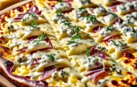 Köstlicher Flammkuchen mit vier Käsesorten