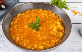 Leckere und nahrhafte Linsensuppe mit frischem Gemüse