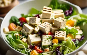 Leckerer Tofu-Salat auf Reisnudeln