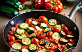 Mediterrane Sojanudel Pfanne mit frischem Gemüse