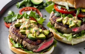 Saftige Thunfisch Steak Burger mit würziger Avocadocreme