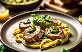 Zarte Kalbsmedaillons mit würzigem Pesto und frischen Nudeln